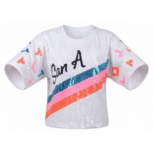 Magliette in Jersey <span class=keywords><strong>con</strong></span> <span class=keywords><strong>Paillettes</strong></span> per Donne, Top Femminili per Partite di Baseball e Football - Product Image 3