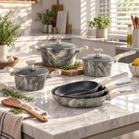 Ensemble de casseroles et poêles antiadhésives pour cuisson au gaz et à induction, en aluminium forgé, personnalisable OEM/ODM pour importateurs