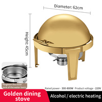 Wirtschaftlicher Goldener Roll-Top Chafing Dish für Hotel, Restaurant, Party, Buffet, 6 Liter, Runder Speisenwärmer mit Sichtfenster für Hochzeiten