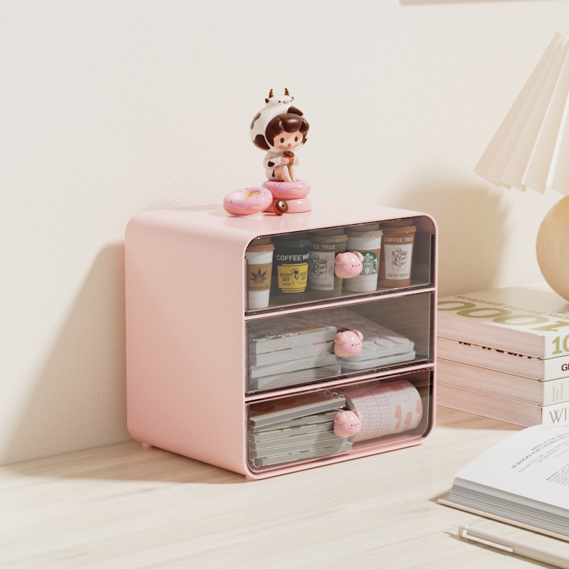 Modern Plastic Desktop Storage Box Factory's Transparent Office File Bedroom Study Stackable Storage Drawer Tools Documents
