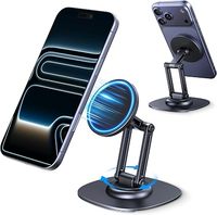 Support magnétique pour téléphone, rotation à 360 degrés, support de bureau réglable pour Apple iPhone, base en métal, design pliable