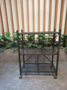 Black 5-Layer Carbon Steel Rolling Shelf With Wire <b>Mesh</b> Adjustable Multi-Level Storage Rack With Wheels - Product Image 4