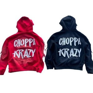 Sweat à capuche zippé épais personnalisé surdimensionné en molleton uni, style streetwear vintage délavé à l'acide avec poches usées pour hommes - Product Image 2