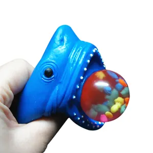 Pelota de goma suave con cabeza de tiburón para niños, juguete educativo para fiesta, con forma de tiburón