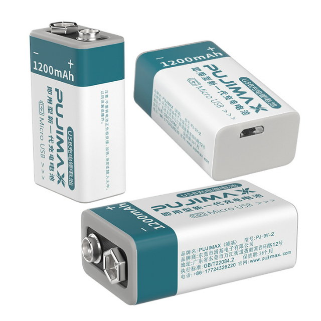 9V Rechargeable Battery 1200mA Multimeter Guitar Meter Nine-Volt Block 6F22 Lithium-ion Battery Micro USB Direct Charge