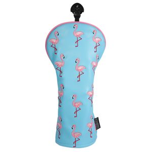 Housse <span class=keywords><strong>de</strong></span> tête <span class=keywords><strong>de</strong></span> <span class=keywords><strong>club</strong></span> <span class=keywords><strong>de</strong></span> <span class=keywords><strong>golf</strong></span> en similicuir PU bleu clair lisse avec broderie <span class=keywords><strong>de</strong></span> flamants roses, pour driver hybride en bois - Product Image 4