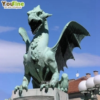 YOUFINE taille personnalisée couleur Design décoration de jardin grandeur nature Western vert Bronze Dragon Sculpture