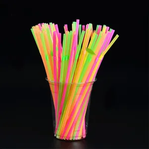 6x210mm PP Pailles en forme de U multicolores Pailles en plastique jetables extensibles pour boissons au jus