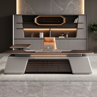 Bureau de direction minimaliste moderne en forme de L avec piétement, table de patron, mobilier de bureau haut de gamme pour PDG et managers
