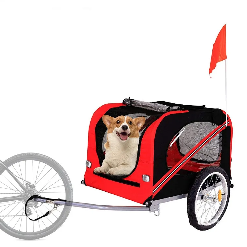 אלומיניום כלב אופניים קרוואן חיצוני מתקפל מטען Carrier חיות מחמד עגלות עם גלגלים