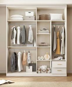 Armoire de chambre moderne blanche neutre pliable avec portes coulissantes pour appartement et entrepôt - Product Image 4