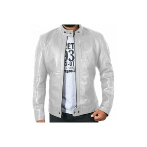 Stylish-Casual Biker Breathable Shined-Leather Crew-neck Women Lambskin Leather Jacket Men Fashion Slim-Fit Jackets - Product Image 1