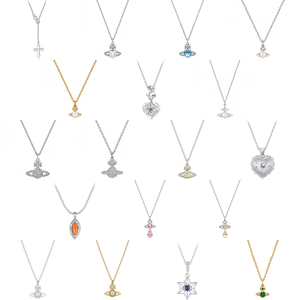 Collares con Colgante de Saturno de Plata de Ley 925 con Circonita - Joyería Fina Chapada en Oro con Cadena Geométrica de Moda para Fiestas y Regalos - Product Image 1