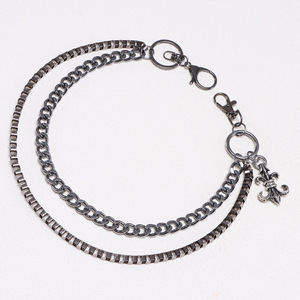 Double Layer Metal Waist <b>Chain</b> For Men Hip Hop Cross Shape Zinc Alloy Casual Street Style Pants <b>Chain</b> Gunmetal Color - Product Image 3