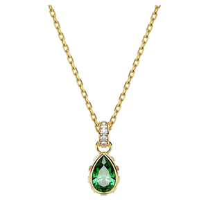 Collier tendance 2026 pour femme, personnalisé, plaqué or, en argent sterling 925, avec chaîne à maillons et cristaux de strass taille poire - Product Image 1