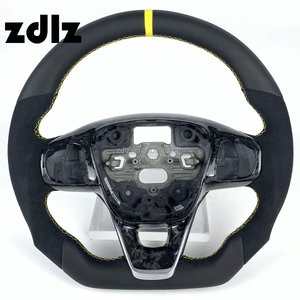 Volant en cuir pour <span class=keywords><strong>Ford</strong></span> <span class=keywords><strong>Focus</strong></span> MK4 ST <span class=keywords><strong>RS</strong></span> 2019 2020 2021 2022 <span class=keywords><strong>2023</strong></span> Volant en fibre de carbone forgé personnalisable - Product Image 1