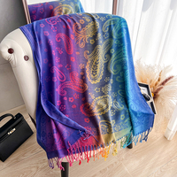 2025 nouveau hiver mode géométrique arc-en-ciel multicolore luxe Polyester femmes longue Durable et multifonction écharpe châle