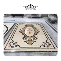 Benutzer definierte hochwertige Marmorplatte Bodenbelag Teppich Design mit Messing Inlay Wasserstrahl Boden Medaillon Stein Mosaik fliesen niedrigen Preis