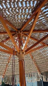 Ombrellone in Legno Fatto a Mano 100% Poliestere con Nappine <span class=keywords><strong>per</strong></span> Balcone, Piscina, Giardino, Spiaggia - Product Image 4