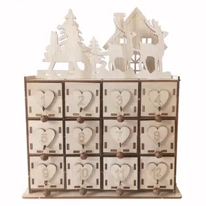 Рождественский деревянный календарь с ящиками, 24 дня, обратный отсчет, милое праздничное украшение ручной работы, рождественский подарок