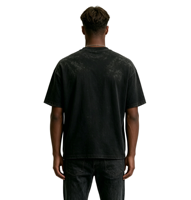 T-shirt graphique surdimensionné à épaules tombantes TaiDe Private Label 280GSM en coton délavé avec impression numérique et slogan, pour homme, style streetwear, fabriqué en usine