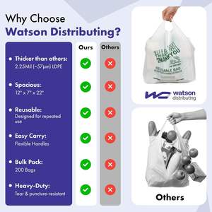 Bolsas de Agradecimiento Biodegradables de PE/PP para Compras, con Asas, Resistentes, Reutilizables, para Empaquetar, Comida para Llevar, Restaurantes, Pequeñas Empresas - Product Image 2
