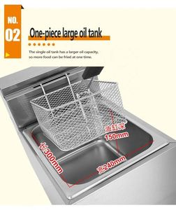 Freidora Comercial de Gas de Acero Inoxidable Reforzado - Multifuncional de un Solo Cilindro para Freír Pollo, Papas Fritas y Cocinar Fideos - Product Image 3