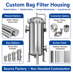 Boîtier de filtre à sac unique en acier inoxydable SS304 316L pour la <span class=keywords><strong>filtration</strong></span> <span class=keywords><strong>industrielle</strong></span> de l'<span class=keywords><strong>eau</strong></span>, de l'huile et des liquides chimiques - Product Image 4