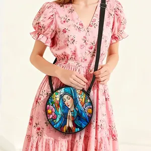 Sac à bandoulière décontracté à fermeture éclair avec imprimé dessin animé Vierge <span class=keywords><strong>Marie</strong></span>, sangle réglable, idéal pour le quotidien, cadeau parfait pour femme, design plat 2D - Product Image 5