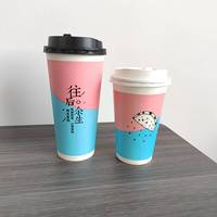 Taza de papel Kraft de doble pared al por mayor de fabricantes de doble capa de una sola forma para el uso del vino y la artesanía impreso con capa de PE
