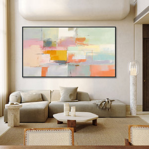 Arte Original pintado a mano moderno abstracto minimalista colorido pintura al óleo lienzo Extra grande pintura a mano para Hotel - Product Image 4