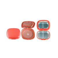 Boîte à poudre compacte avec fermeture auto-agrippante, miroir intégré, compartiment unique, compartiment double