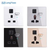 LangYeao UK Evrensel Priz USB Type-C ile, 13A/16A Evrensel Priz 2.1A Temperli Cam Panel 4 Renk LED Göstergeli