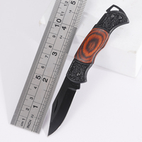 Léger noir 2.17 "Clip Point lame fleur gravé traversin Dymonwood échelles serrure arrière lanière trou couteau pliant pour EDC