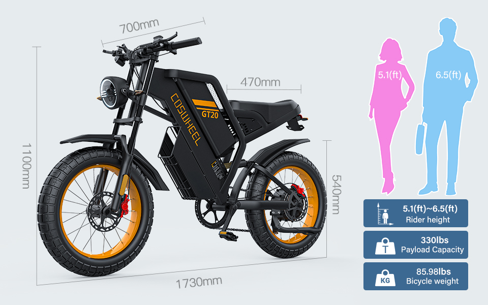 Coswheel GT20 1500W Fat Tire Electric Bike - Affordable Price for