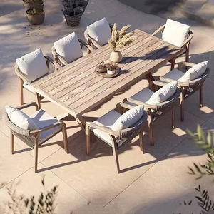 Outdoor <strong>Teak</strong> Furniture 6 Seater Waterproof <strong>Dining</strong> Round <strong>Table</strong> and Chairs Set for Restaurant - Product Image 3