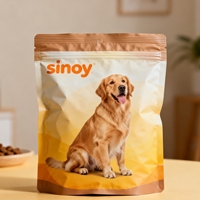 Sachet d'emballage alimentaire pour animaux de compagnie personnalisé, imprimé, robuste, à fond plat, avec fermeture éclair refermable sur 8 côtés, en kraft de qualité alimentaire, vente en gros