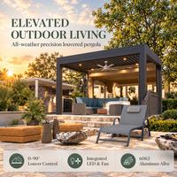 Pergola rétractable électrique en aluminium avec éclairage LED, auvent pare-soleil extérieur certifié CE TUV NG-MP2026