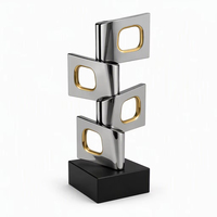 Trophée métallique en forme d'anneau avec impression UV, cubes creux argentés et intérieur doré, logo personnalisé, récompense pour cadeaux promotionnels en salon professionnel