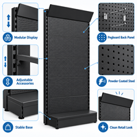 Étagère Gondole Murale Noire pour Supermarché, Présentoir Robuste Simple Face pour Magasin de Détail et Épicerie, Fixation Métallique