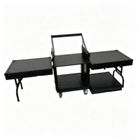 Flight case OEM démontable 8U sur roulettes pour amplificateur avec 2 portes fusionnables, loquets de sécurité et 2 tables DJ