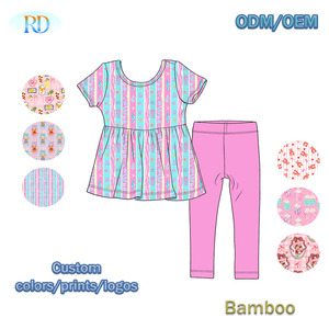 Ruidian Set di <span class=keywords><strong>Abbigliamento</strong></span> per Bambini in Due Pezzi con Stampa Cartoon Personalizzata, Completo in Fibra di Bambù per Bambine, <span class=keywords><strong>Abbigliamento</strong></span> Boutique per Neonati - Product Image 3