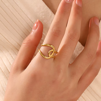 Bague quotidienne ajustable en acier inoxydable plaqué or, motif cœur rose, étanche et inaltérable, pour femme, prix de gros abordable