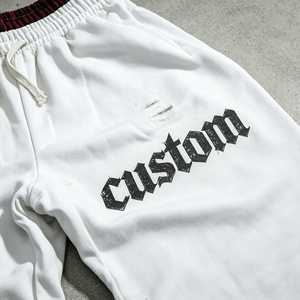 Pantalon de survêtement déchiré personnalisé pour homme, taille élastique avec cordon de serrage, style streetwear décontracté et oversize, effet usé, idéal pour l'automne - Product Image 4