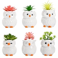 Pot de fleurs en céramique créatif pour plantes succulentes, motif hibou peint à la main, style européen, pour le jardinage domestique et le commerce transfrontalier.