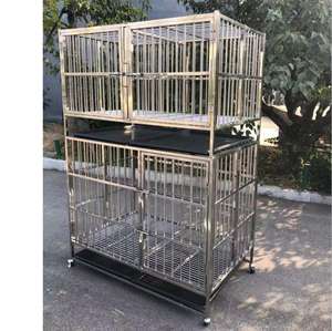 Orta yüksek kalite ve rahat özel tek katmanlı çift kapı paslanmaz çelik lüks katlanabilir köpek kafesleri sıcak satış köpek evi - Product Image 5