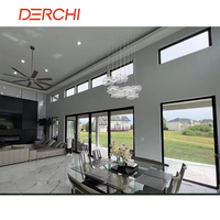DERCHI NFRC USA Project Ventana abatible de vidrio de aluminio Apertura exterior Impacto de huracán Ventanas de aislamiento térmico con pantallas