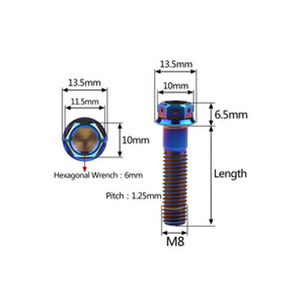 Bu lông lục giác đầu chìm hợp kim titan M10 chất lượng cao với ren M4, chịu lực, dùng cho xe máy, kèm đai ốc M6 M8 tiêu chuẩn Gr5 Din - Product Image 6