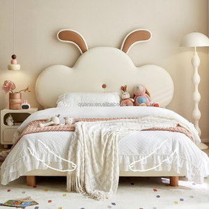 116208 Cadre de lit en bois pour enfants Quanu avec plinthe intégrée, design mignon, pour chambre d'enfant, lit de princesse, avec revêtement <span class=keywords><strong>Cloud</strong></span> Soft Pack - Product Image 1