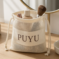 Sac en filet de coton écologique avec cordon de serrage, pochette d'emballage pour savon, sac cosmétique en coton biologique naturel pour produits
